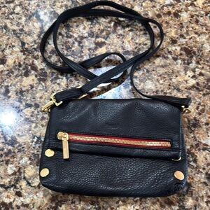 Hammitt Black and Gold Crossbody Bag with Textured Leather
